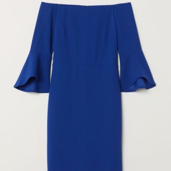 H&M Cobalt Blue Off Shoulder Pencil Dress - Picture 1 of 6